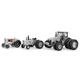 ERTL 1/64 Limited Edition 100 Years Silver and Black John Deere 8400R, 4020, Waterloo Three Piece Set 45629a