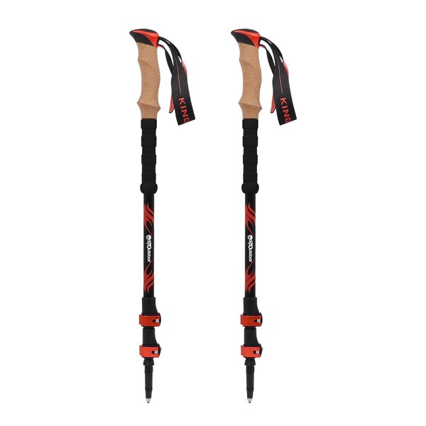 KINGGEAR Carbon Fiber Hiking Poles – Telescopic Collapsible Flip Locks Nordic Walking Sticks with Natural Cork Handle and EVA Grips Trekking Poles