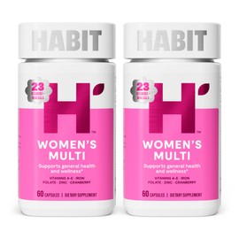 H' Habit Habit Womens Multi Supplement 2 Pack (120 Capsules) - New Look, Supports General Health & Wellness, 23 Essential Vitamins and Minerals, Fruit extracts, Folate, Iron, B12, Biotin, Non-GMO