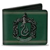 Buckle Down Men's Wallet Slytherin Crest/stripe6 Weathered Greens/Grays Bi-Fold, Multi,