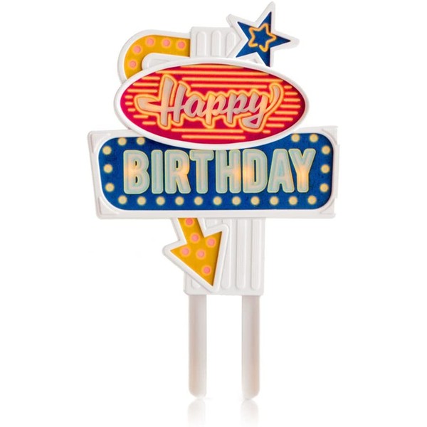 Suck.UK Flashing Cake Topper - Happy Birthday, Multicolor