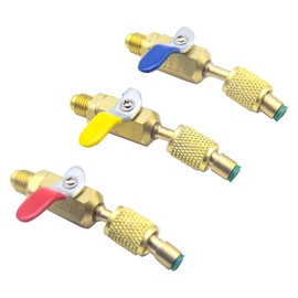 Low Loss Fittings Hvac R12 R22 to R134A Shut Off Ball Valve, Air Conditioning Refrigerant Angled Compact Ball Valve Adapter 1/4In SAE, for R12 R22 R502 Charging Hoses HVAC Tools And Equipment