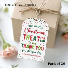 Treat for You to Say Thank You for All You Do Gift Tag We Appreciate You Christmas Gift Tags with String Employee Appreciation Company Staff Christmas Holiday Favor Tags Pack of 20 (Appreciate C)