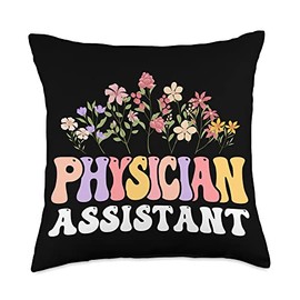 Groovy Physician Assistant PA Physician Assistant Groovy PA Flowers Throw Pillow, 18x18, Multicolor