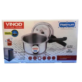 Vinod Platinum Triply Stainless Steel Pressure Cooker Outer Lid - 3 Litre | SAS Bottom Cooker | Induction and Gas Base Cooker | ISI and CE certified, Silver