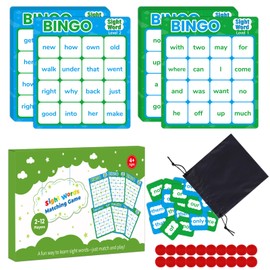 Edumix Sight Word Bingo Game, Learn to Read Vocabulary, Level 1 & Level 2 Bingo Board Game for Kindergarten, Preschool Learning Activities, Family Matching Games, Perfect for Classroom & Homeschool