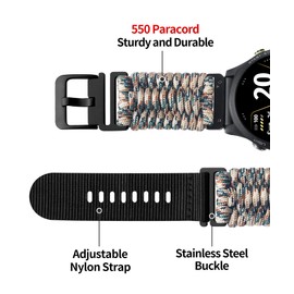 BINLUN Compatible with Garmin Watch Band 20mm 22mm 26mm, Heavy-Duty Braided 550 Paracord Nylon Sport Replacement Strap Design for Quickfit Fenix/Fit for Forerunner/for Instinct/for Quatix/for MARQ