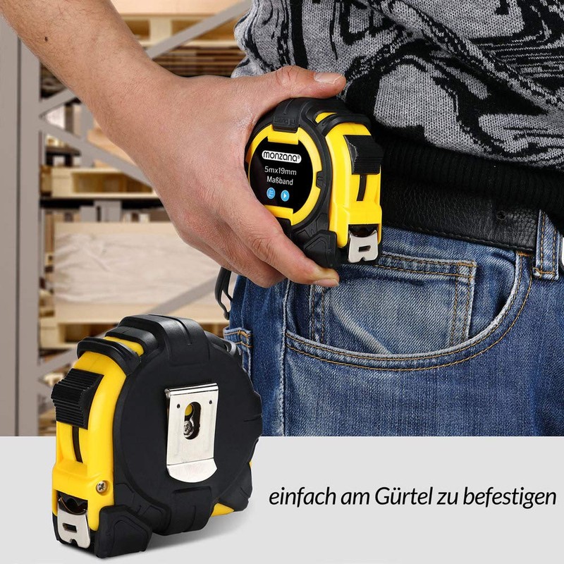 MONZANA® Tape Measure 3 m Roll Meter Sliding End Hook