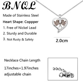 BNQL Checkered Flag Racing Necklace Race Car Gifts for Racers Drag Racing Car Gifts Checkered Flag Pendant Jewelry Necklace, Metal, stainless-steel