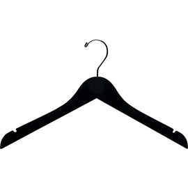 The Great American Hanger Company Black Velvet Wood Top Hanger, Box of 25 Space Saving 17 Inch Flat Wooden Hangers w/Chrome Swivel Hook & Notches for Shirt Jacket or Dress