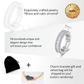 Uloveido 5 mm Platinum Plated Square Princess Cut Cubic Zirconia Eternity Band Wedding Engagement Rings PJ4279-New, Zirconia, Cubic Zirconia