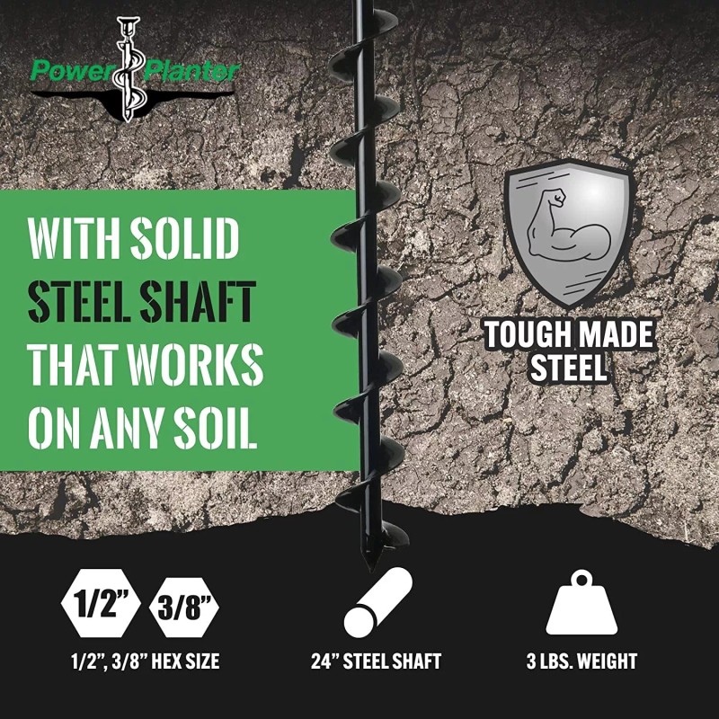 Power Planter Termite & Tree Auger 2"x24" With 3/8" Non-Slip