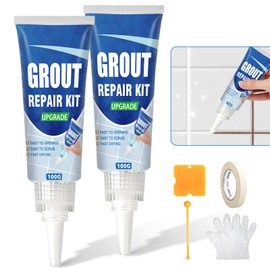 Tile Grout Repair Kit, 2 Pack Fast Drying Grout Filler for Bathroom, Kitchen, Shower, Versatile Triple Use with Grout Sealer, Replace Grout Pen for Restore and Renew Tile Joints Line