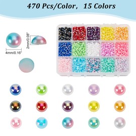 PH PandaHall 8100pcs 15 Colours Flatback Half Pearls Beads Half 4mm Flatback Imitation Pearl Cabochons Bead Gem for Scrapbook Craft DIY Phone Nail Making