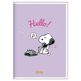 Sunstar Stationery Snoopy 2024 Monthly Notebook, A6, Purple S2957434