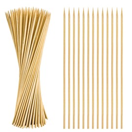 200PCS Natural Bamboo Skewers, Φ=4mm - 12 Inch Wooden Skewers for BBQ, Appetizers, Fruit, Cocktail, Grilling, Kabob, Chocolate Fountain - Thick Skewer Sticks for Party, Kitchen, Craft, Bouquet