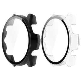 SHEAWA 2pcs Case Cover for Garmin Forerunner 265S PC+Tempered Glass Film 9H Hardness Integrated Protective Case Protective Cover Shockproof Full Protection Accessories for Garmin Forerunner 265S