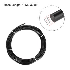 sourcing map Pneumatic 4mm OD Polyurethane PU Air Hose Tubing Kit 10 Meters Black with 14 Pcs Push to Connect Fittings