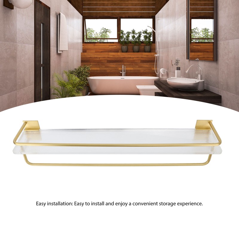 50cm Shower Caddy Wall Mount Shelf with Towel Hanger Acrylic