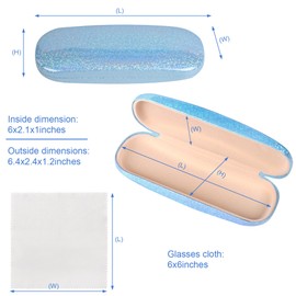 Joyberg - Funda para anteojos, resistente y duradera, carcasa rígida, azul brillante, paquete de 2 con paño de limpieza incluido