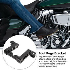 Motorcycle Foot Pegs, Adjustable Height Foot Peg Clamp Extensions Bracket Highway Pegs Extension Brackets 360° Adjustable Rugged Foot Peg Extension Bracket for Touring (Black