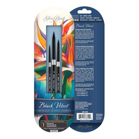 Silver Brush Limited SLM 3099 Susan Louise Moyer Aquarell Rundpinsel Set, 3 Pinselset Black Velvet Rund Pinsel, Größen 4, 8 und 12