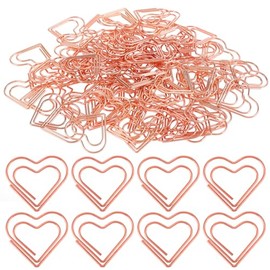 Pack of 100 Paper Clips Heart Paper Clips Large Rose Gold Paper Clip Heart Shaped Paper Clips Love Paper Clips Dispenser in Paper Clips for Decorative Invitations Postcards Office Supplies School