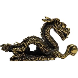 Thai Sawasdee Brass Dragon Decor Statue Figurines, 1.8 x1.1.x 0.4 in, Thai Amulet Feng Shui Animal Ornament for Home and Office Decor, Ideal Souvenir Gift and Coming New Year 2024 Gift