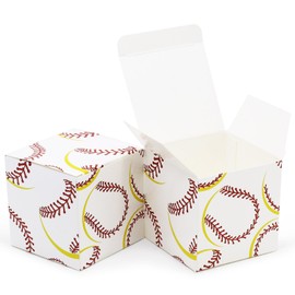 Oletx 8Pcs Baseball Paper Gift Boxes, 3x3x3 inch Small Gift Box with Lids, Goodie Treat Boxes for Baseball Sports Party Favor Decorations