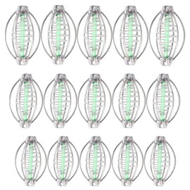 Pack of 15 Fishing Inline Feeders, Fishing Bait Feeder, Stainless Steel Fishing Bait Cage 5 cm, 6 cm, 7 cm, for Fishing, Feeding