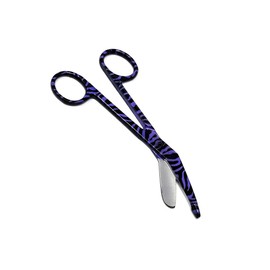 Lister Bandage Scissors 5.5" Nurse Vet Tech Gift - Made of Stainless Steel - First Aid, Used For Cutting Gauze, Tape, Clothing Bandages, Vet Wrap Adhesive Removal, Comes in Zebra Pattern, Purple