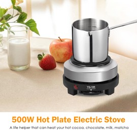 500 Watt Hot Plate, Portable 500W Electric Hot Plate, Electric Camping Stove Low Watt, Single Burner, for Milk Water Coffee Heating (US Plug）