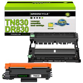 greencycle TN830 Toner Cartridge and DR830 Drum Set Compatible for Brother TN830XL TN-830 DR-830 to use with HL-L2460DW HL-L2400D HL-L2480DW HL-L2405W MFC-L2820DW DCP-L2640DW Printer (1 Toner,1 Drum)