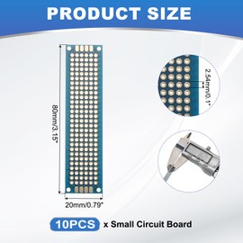 sourcing map 10Pcs Solderable Breadboard, 3.15"x0.79" Double Sided Circuit Board Blue Gold-Plated PCB Board Small Prototype Board for DIY Electronics Projects Apply to Soldering Projects