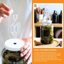 FastRack 1 Gallon Mason Jar Wide Mouth & Twin Bubble Airlock (Pack of 2) | for Fermentation, Pickling, Brewing & Dry Storage – BPA-Free One Gallon Glass Jar with Lid