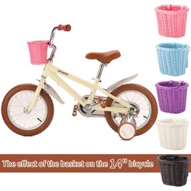 Kids Bike Basket Wicker Woven Front Bicycle Basket for Boys Girls Mini Handlebar Basket for Kids Bike or Scooter