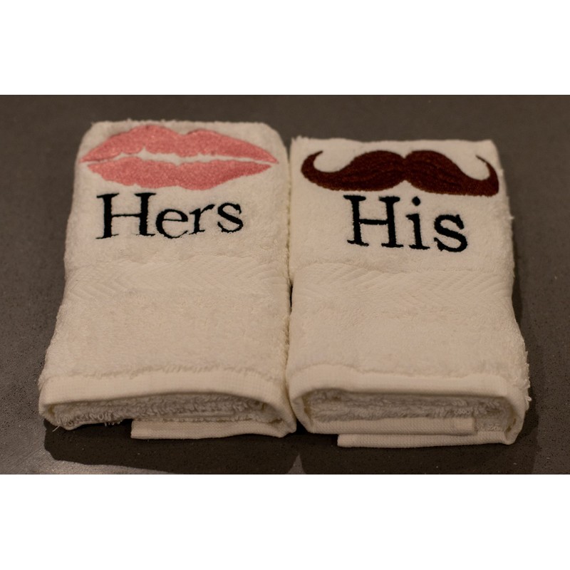 Lex's Linens Set of 2 Embroidered His & Hers Guest