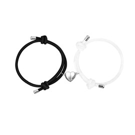 Magnetic Heart Bracelet Bracelets Couples Attraction Friendship Connecting Jewelry Bracelet for Boyfriend Girlfriend BFF Best Friends Magnet Matching Women Men Black White