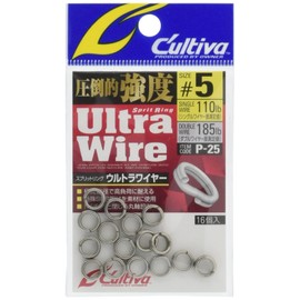 OWNER 72825 Split Ring P-25 Split Ring Ultra Wire #5 110lb/185lb 16pcs