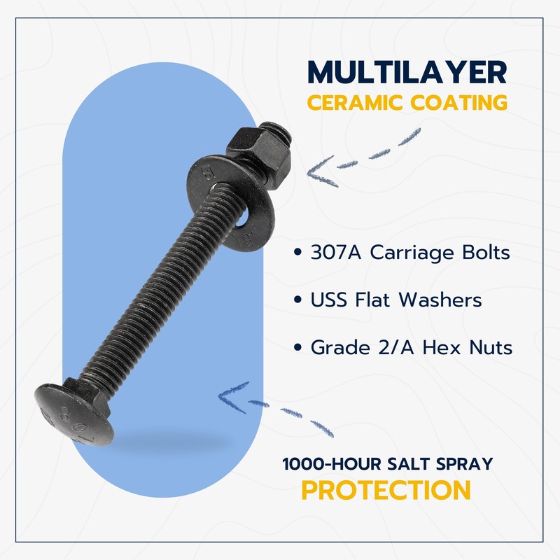 3/8" x 4-1/2" (25 Pack) Black Carriage Bolt Kit, Grade