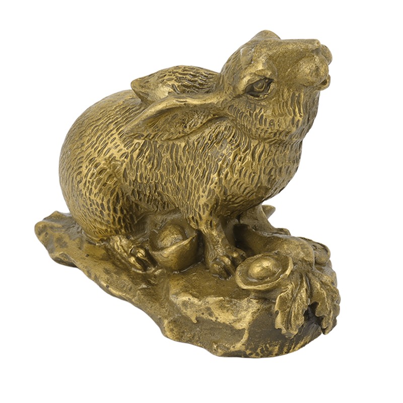 Bunny Statue Sturdy Brass Retro Look Fine Details Stable Durable