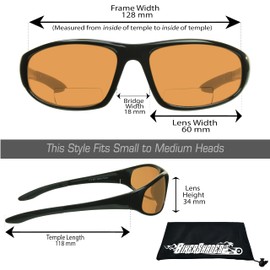 Bikershades Bifocal Safety Sunglasses Protection Sport Wrap Around Reader Cycling Driving Golfing Outdoor Work Black Frame HD Lens +2.50