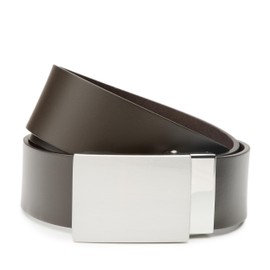 Riemen & Co DTCH.FIT Virgil Leather Belt with Automatic Plate Buckle Closure - No Holes - 3.5 cm Wide, dark brown
