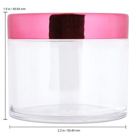Beauticom 2 oz./ 60 Grams/ 60 ML Thick Wall Round Clear Plastic LEAK-PROOF Jars Container with ROSE GOLD Lids for Cosmetic, Lip Balm, Creams, Lotions, Liquids (3 Jars, Rose Gold)