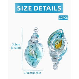 UYRVAPE 10PCS Shell Pendant Resin Fluorescent Colorful Shell Key Chain Necklace Charm Cute Bracelet Accessories for Kids DIY Crafts
