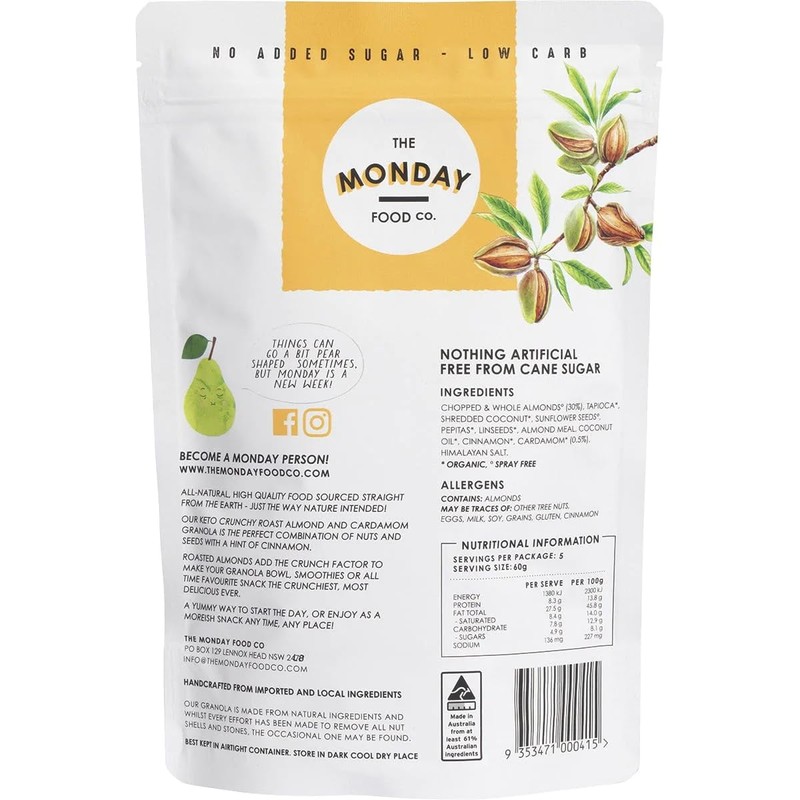 The Monday Food Company Crunchy Roast Almond Cardamom Granola, 300