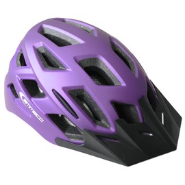 Ammaco Adults Cycling Mens Womens Mountain Bike Road Bike Commuter Helmet & Rear 3 'V' LED Light Purple (58-61cm)