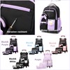 Mildame 3Pcs Girls Rolling Backpack Cute Bowknot Backpack with Wheels