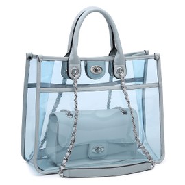 Large Clear Tote Bag Stadium Approved Women Clear Purse for Stadium Events Crossbody 2 in 1 Shoulder Work Bag