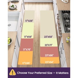 DEXI Kitchen Floor Mats Cushioned Anti Fatigue,17x29+17x59, Standing Runner Rug Waterproof, Comfort Memory Foam Padded for Front Sink Laundry Set of 2, Grey